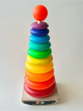 Vintage Fisher Price Rock a Stack Rainbow Stacking Toy